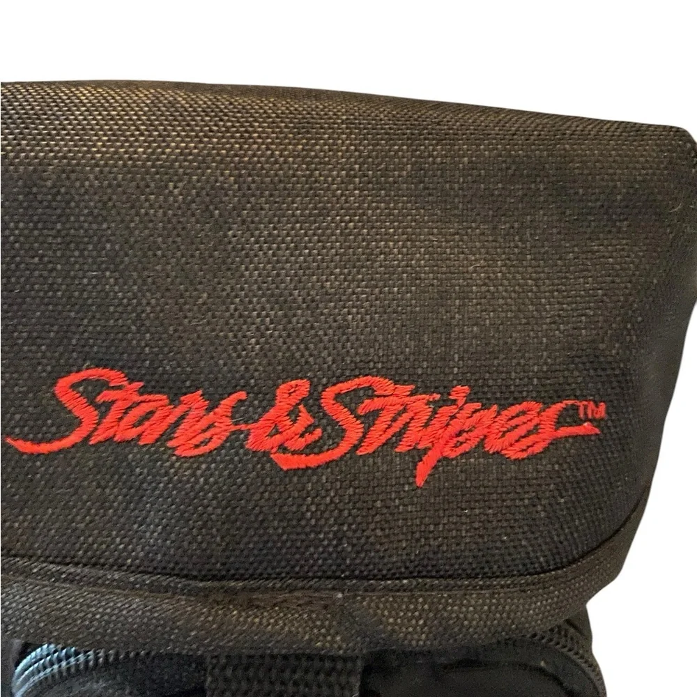 Vtg Stars & Stripes Logo Team camera bag black padded nylon red embroidery logo